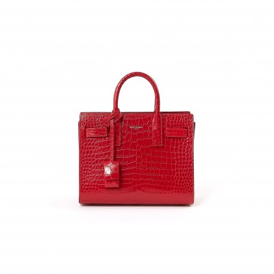 YSL RED CROC EMBOSSED NANO SAC DE JOUR BAG LU84822960252 (26*20.5*12.5cm)
